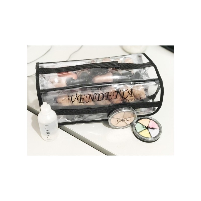 Neceser transparente cuatro bolsillos