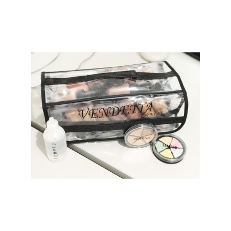 Neceser transparente cuatro bolsillos